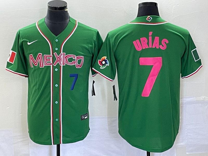 Men 2023 World Cub Mexico #7 Urias Green pink Nike MLB Jersey5->more jerseys->MLB Jersey